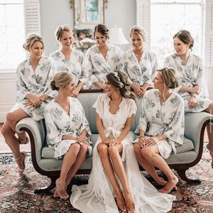 BHLDN X Homebodii Farrah long lace bridal robe